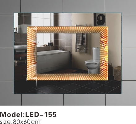 Heated Touch LED Bathroom Mirror , Magnifying Rectangular Illuminated Mirror