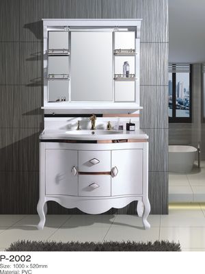 Slim White PVC  Bathroom Vanity ,  18 Inch 19 Inch Deep Bathroom Vanity Storage Units